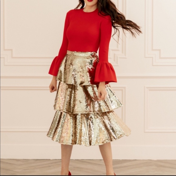 NWT Red Rachel Parcell knit top with bell sleeves - Picture 1 of 12